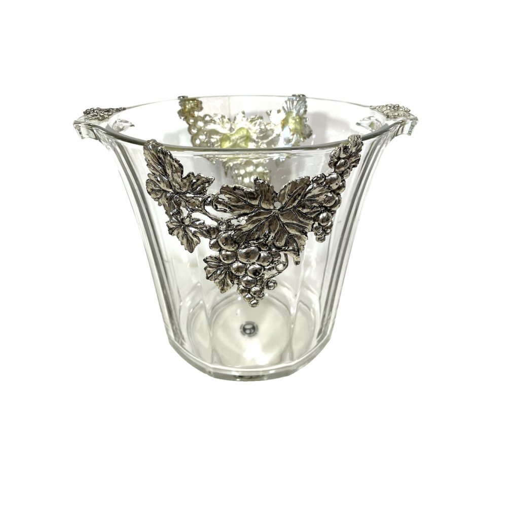 Arthur Court Designs Glass Champagne Wine Ice Chiller Silver Metal Grapevine 8"